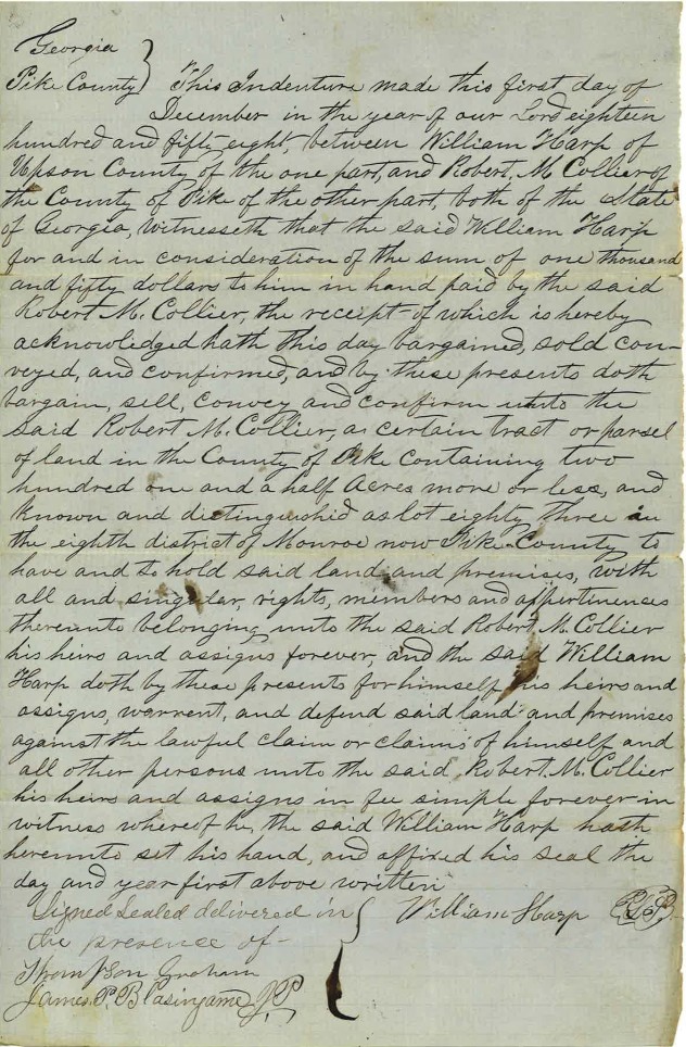 1858_12_01_Deed 202 acres from William Harp ro RMC_Page_1