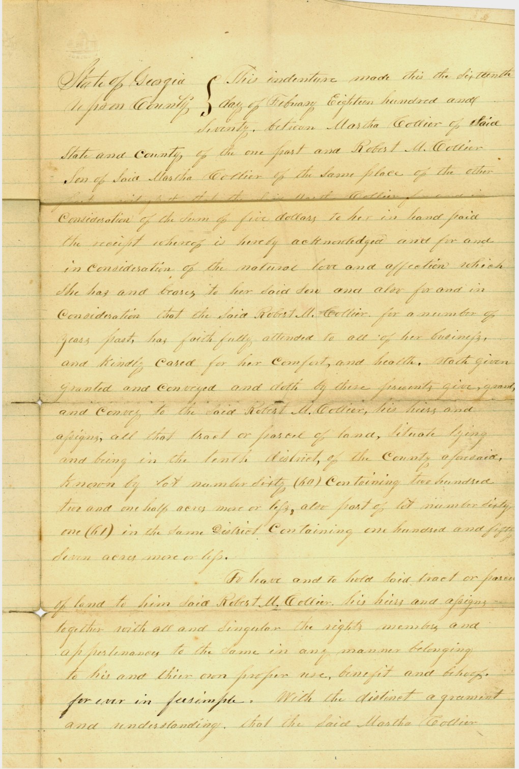 deed Martha Marshall Booker Collier to RMC page 1red